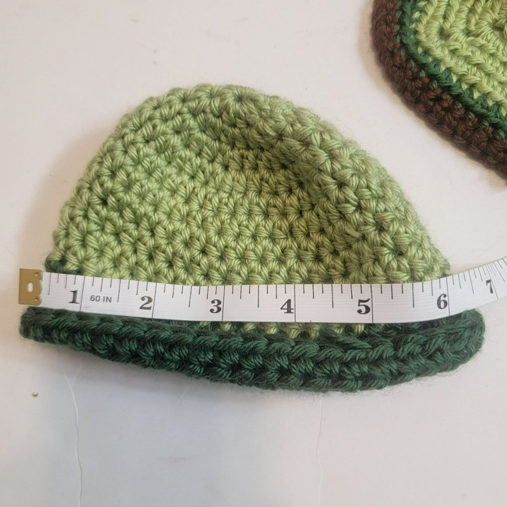 Crochett Turtle Costume, Newborn Baby,  Green w/Brown Trim, Hat & Cover - Picture 10 of 11